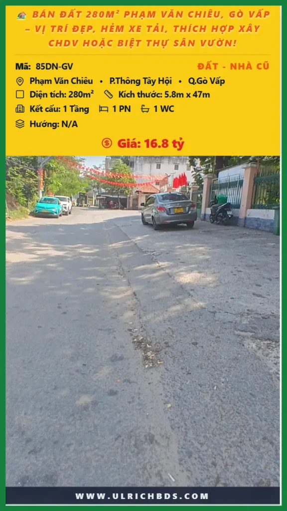 thích hợp xây CHDV hoặc biệt thự sân vườn! tại Phạm Văn Chiêu Thông Tây Hội Gò Vấp (Ảnh số )