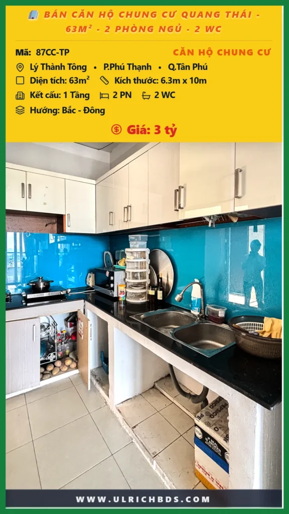 Bán Căn hộ chung cư 63m2 Đ.Lý Thành Tông Q.Tân Phú giá 3 tỷ_phong bep